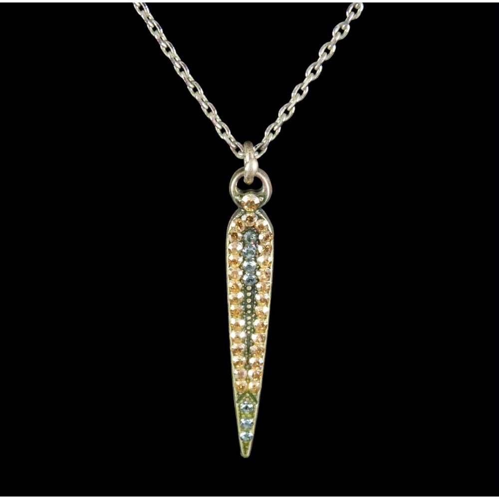 MARIANA Chain Necklace SWAROVSKI CRYSTAL Dagger Spike Pendant CHAMPAGNE BLUE